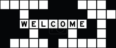 Illustration for Alphabet letter in word welcome on crossword puzzle background - Royalty Free Image