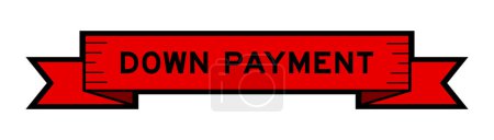 Illustration for Ribbon label banner with word down payment in red color on white background - Royalty Free Image