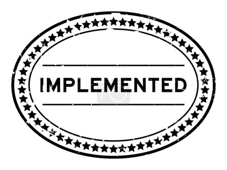 Ilustración de Grunge negro palabra implementada sello de goma ovalada sobre fondo blanco - Imagen libre de derechos