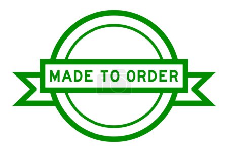 Ilustración de Banner de etiqueta redonda de color verde vintage con palabra hecha a pedido sobre fondo blanco - Imagen libre de derechos