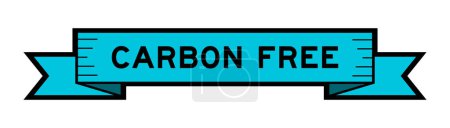 Illustration for Ribbon label banner with word carbon free in blue color on white background - Royalty Free Image