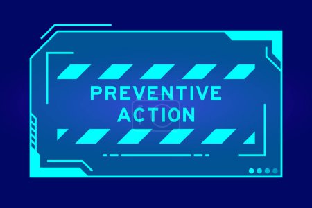 Ilustración de Banner futurista hud que tiene la palabra acción preventiva en la pantalla de la interfaz de usuario en fondo azul - Imagen libre de derechos