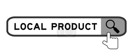 Ilustración de Banner de búsqueda en producto local de palabra con icono de lupa de mano sobre fondo blanco - Imagen libre de derechos