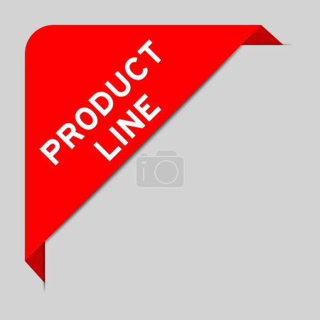 Ilustración de Color rojo de la bandera de la etiqueta de la esquina con la línea de productos de palabra sobre fondo gris - Imagen libre de derechos