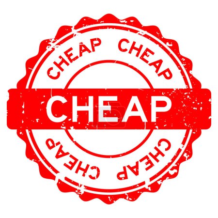 Ilustración de Grunge rojo palabra barata sello de goma redonda sobre fondo blanco - Imagen libre de derechos