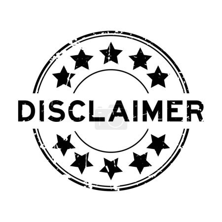 Illustration for Grunge black disclaimer word with star icon round rubber seal stamp on white background - Royalty Free Image