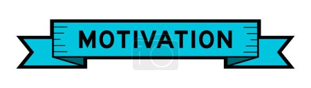 Ribbon label banner with word motivation in blue color on white background