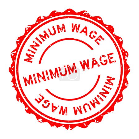 Ilustración de Grunge rojo salario mínimo palabra ronda sello de goma sobre fondo blanco - Imagen libre de derechos