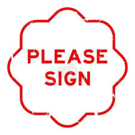 Ilustración de Grunge rojo por favor firme sello de goma palabra sobre fondo blanco - Imagen libre de derechos