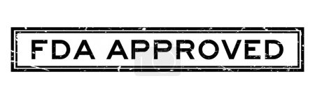 Téléchargez les illustrations : Grunge noir FDA approuvé mot carré tampon en caoutchouc en arrière-plan blanc - en licence libre de droit