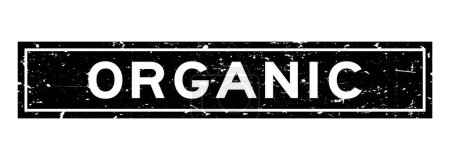 Téléchargez les illustrations : Grunge mot organique noir carré cachet en caoutchouc sur fond blanc - en licence libre de droit