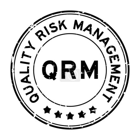 Téléchargez les illustrations : Grunge noir QRM Quality Risk Management mot rond cachet caoutchouc sur fond blanc - en licence libre de droit