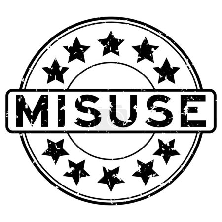 Illustration for Grunge black misuse word with star icon round rubber seal stamp on white background - Royalty Free Image