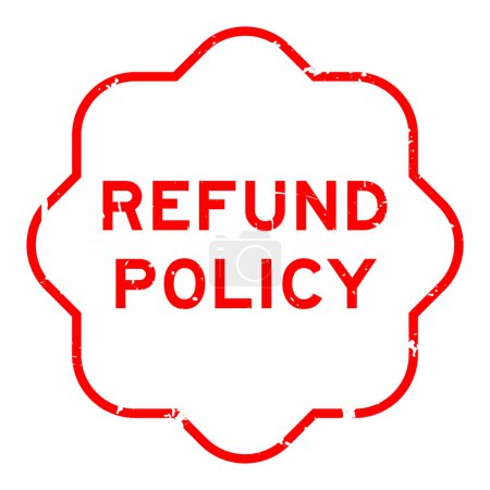 Grunge red refund policy sello de goma palabra sobre fondo blanco