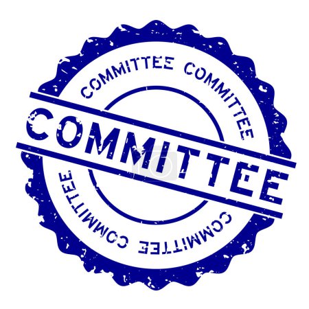 Grunge blue committee word round rubber seal stamp auf weißem Hintergrund