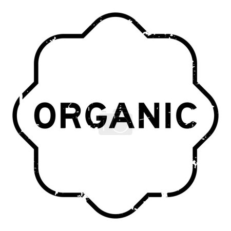 Téléchargez les illustrations : Grunge mot organique noir cachet en caoutchouc sur fond blanc - en licence libre de droit