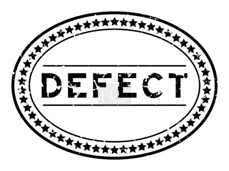 Grunge mot défaut noir timbre de joint en caoutchouc ovale sur fond blanc
