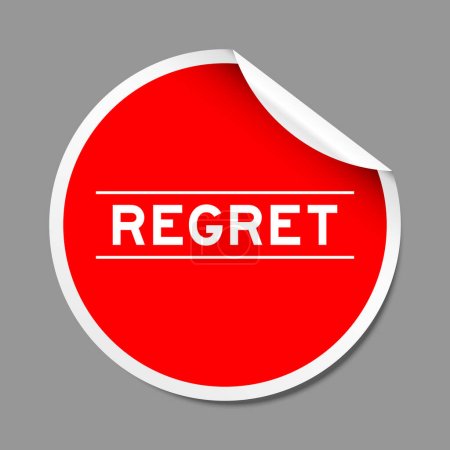 Ilustración de Etiqueta adhesiva de cáscara de color rojo con arrepentimiento de palabra sobre fondo gris - Imagen libre de derechos