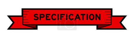 Illustration for Ribbon label banner with word specification in red color on white background - Royalty Free Image