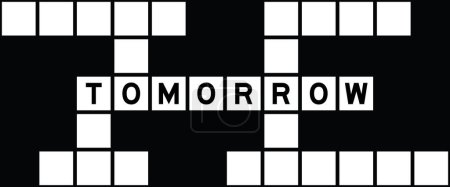 Illustration for Alphabet letter in word tomorrow on crossword puzzle background - Royalty Free Image