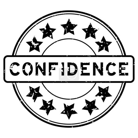 Ilustración de Palabra de confianza Grunge negro con sello de sello de goma redonda icono estrella sobre fondo blanco - Imagen libre de derechos