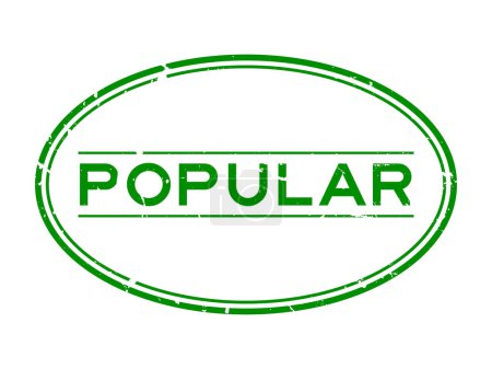 Téléchargez les illustrations : Grunge vert mot populaire timbre de joint en caoutchouc ovale sur fond blanc - en licence libre de droit