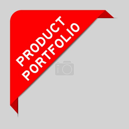 Ilustración de Banner de etiqueta de color rojo de esquina con cartera de productos de palabra sobre fondo gris - Imagen libre de derechos