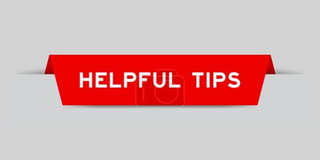 Illustration for Red color inserted label with word helpful tips on gray background - Royalty Free Image