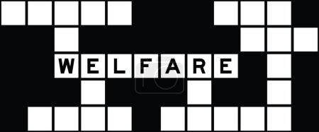 Illustration for Alphabet letter in word welfare on crossword puzzle background - Royalty Free Image