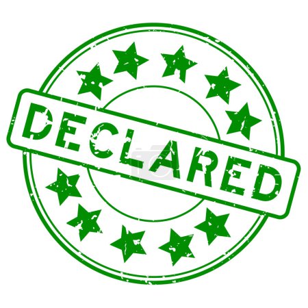 Ilustración de Grunge palabra verde declarada con sello de sello de goma redonda icono estrella sobre fondo blanco - Imagen libre de derechos
