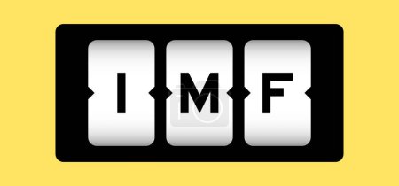 Ilustración de Color negro en la palabra FMI (abreviatura del Fondo Monetario Internacional) en banner de ranura con fondo de color amarillo - Imagen libre de derechos