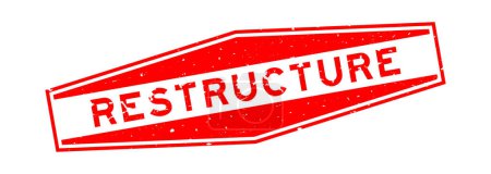Ilustración de Grunge rojo palabra de reestructuración sello de goma hexágono sobre fondo blanco - Imagen libre de derechos