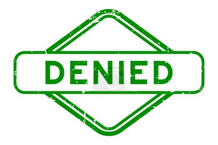 Illustration for Grunge green denied word rubber seal stamp on white background - Royalty Free Image