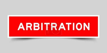 Illustration for Sticker label with word arbitration in red color on gray background - Royalty Free Image
