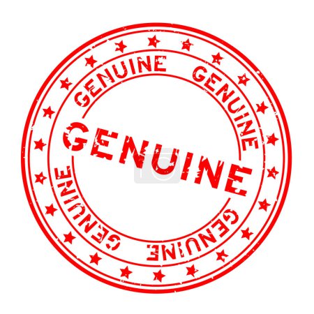 Illustration pour Grunge mot authentique rouge rond tampon de joint en caoutchouc sur fond blanc - image libre de droit