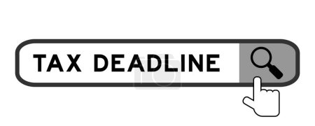 Ilustración de Banner de búsqueda en Word tax deadline con icono de lupa de mano sobre fondo blanco - Imagen libre de derechos