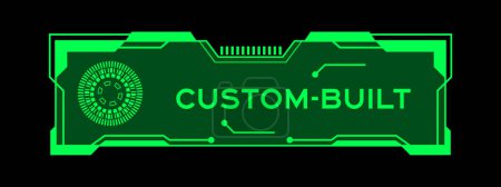 Illustration for Green color of futuristic hud banner that have word custom built on user interface screen on black background - Royalty Free Image