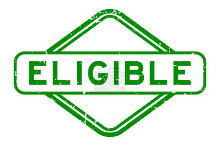 Ilustración de Grunge green eligible word rubber seal stamp on white background - Imagen libre de derechos