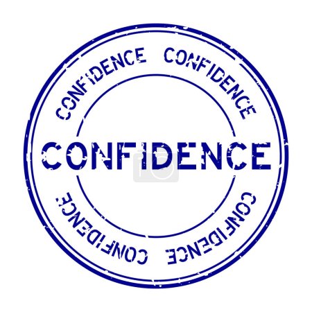 Ilustración de Grunge palabra de confianza azul sello de goma redonda sobre fondo blanco - Imagen libre de derechos