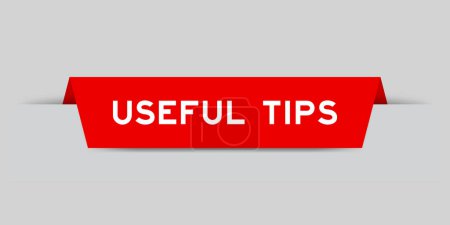 Illustration for Red color inserted label with word useful tips on gray background - Royalty Free Image