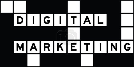 Illustration for Alphabet letter in word digital marketing on crossword puzzle background - Royalty Free Image