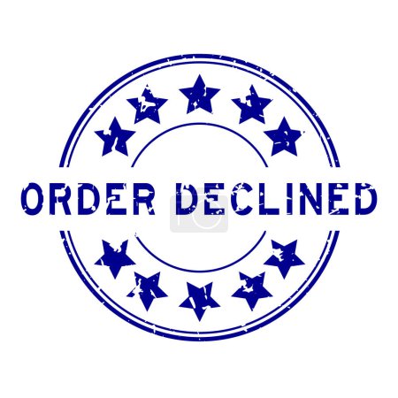 Illustration for Grunge blue order declined word with star icon round rubber seal stamp on white background - Royalty Free Image
