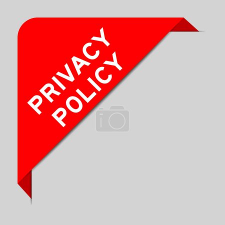 Ilustración de Banner de etiqueta de color rojo de esquina con política de privacidad de palabras sobre fondo gris - Imagen libre de derechos