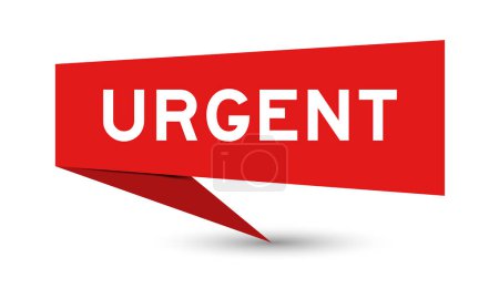 Red color speech banner with word urgent on white background