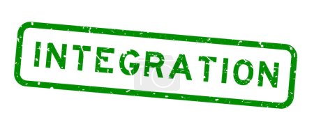 Vektor für Grunge green integration word square rubber seal stamp auf weißem Hintergrund - Lizenzfreies Bild