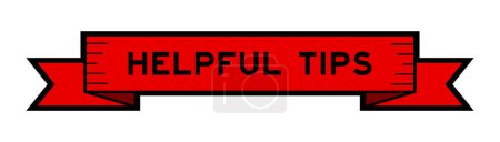 Illustration for Ribbon label banner with word helpful tips in red color on white background - Royalty Free Image