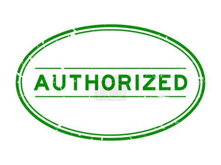 Illustration for Grunge green authorized word oval rubber seal stamp on white background - Royalty Free Image
