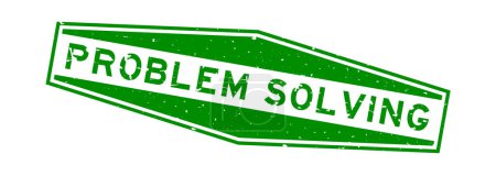 Illustration for Grunge green problem solving word hexagon rubber seal stamp on white background - Royalty Free Image