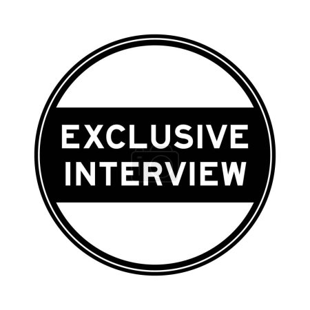 Illustration for Black color round seal sticker in word exclusive interview on white background - Royalty Free Image