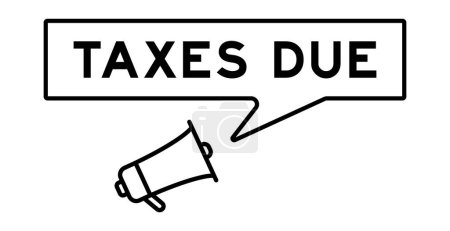 Ilustración de Icono de megáfono con burbuja de voz en los impuestos de palabra adeudados sobre fondo blanco - Imagen libre de derechos